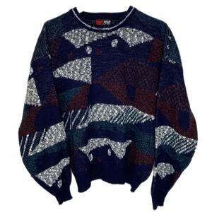 Vintage Grandpa Geo Pattern Crewneck Pullover Sweater - Men's Size XL